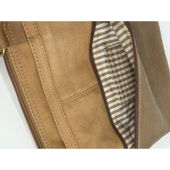 FOSSIL Crossbody Organizer Beige Canvas Handbag Shoulder Boho Hippie Vintage Bag - Picture 11 of 14